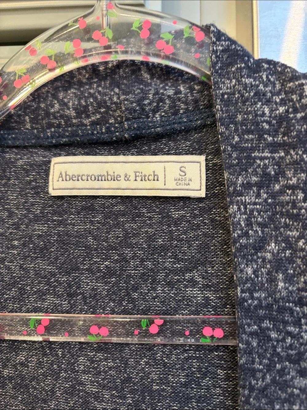 Abercrombie & Fitch Navy Marled Open-Front Cardigan Small